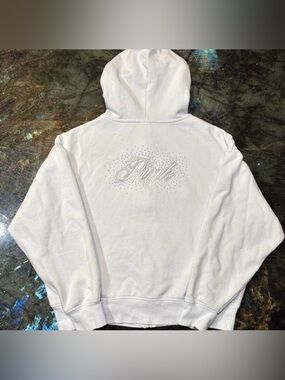 PINK Victoria's Secret Light Blue Bling Logo Zip Up Hoodie Size XS